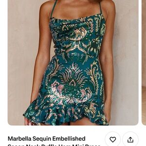 Hello Molly Teal and Gold Sequin Mini Dress